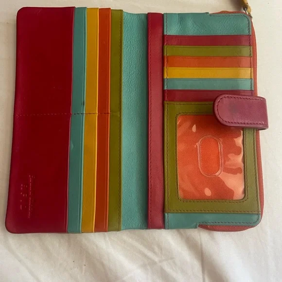 Circus Designer Leather, RFID, Colorful, Long Bi-Fold Wallet - Picture 2 of 5